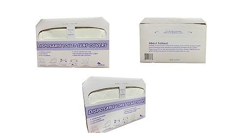 Soneat Half-Fold Toilet Seat Cover And Abs Plastic Dispenser Set - 200 Ct Xl Flushable Disposable Toilet Seat Cover Pack For Commercial, And Travel Accessories, 2 Pack, Regular #TOP7