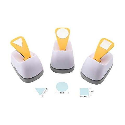 Craft Lever Punch DIY Handmade Craft Punch Paper Punch for Festival and Greeting Card Making Ten Shapes Choices (White 0.7X0.7inch square-1inch Circle-0.75inch Triangle) Cover