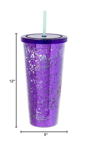 Image of Silver Buffalo Disney Villains Confetti Cold Cup Featuring Cruella de Vil, Ursula, Evil Queen, and Maleficent, 32 Ounces