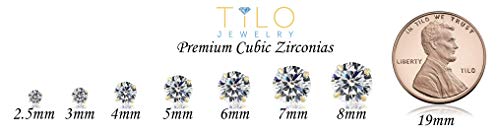 14K White Gold Solitaire Round Cubic Zirconia Stud Earrings With Gold Butterfly Pushbacks (2.5Mm) #TOP3