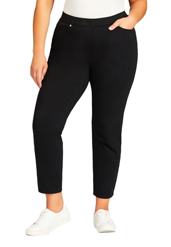 Avenue Women's Plus Size Tapered Knit Pull On Jean...