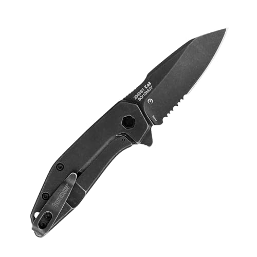 Image of Kershaw Gravel Pocket Knife, Black, 2.5 Inch Stainless Steel Reverse Tanto Partially Serrated Blade, EDC with Assisted Opening, Reversible Pocketclip, Everyday Carry Pocket Knife for Men and Women