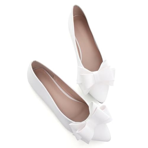Image of SAILING LU Womens Bowknot Ballet Flats Pointy Toe Suede | Casual Flat Shoes, Dressy Wear to Work, Moccasins, Slip-Ons