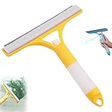 3 in 1 Window Cleaning Scraper, Shower Squeegee for Glass Doors, Multifunctional Spray Squeegee Household Cleaning Tool for Glass, Flooring and Tiles(Yellow)