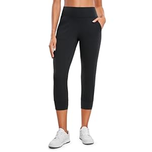 CRZ YOGA Womens Butterluxe High Waist Cropped Joggers 23″ – Lounge Workout Leggings Yoga Capris Pants Pockets Buttery Soft