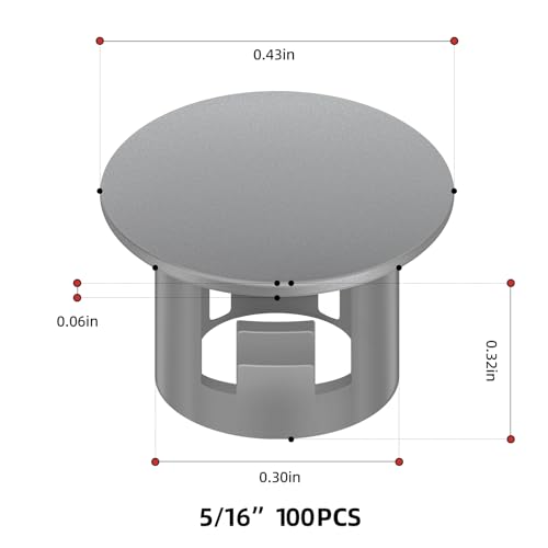 Image of 100PCS 5 /16 inch Grey Plastic Plugs Hole, Round PA66 Plug Furniture Hole Decorative Cover