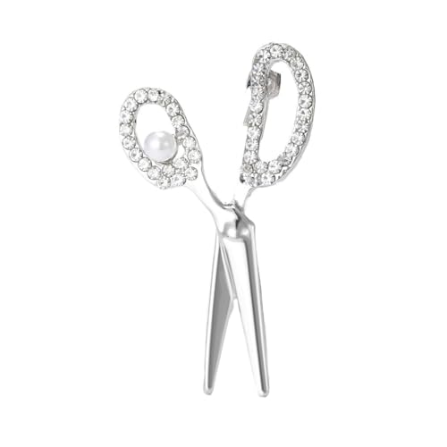 Image of Scissors Brooch Pins for Women, Barber Hairdresser Scissors Brooch Pin, Cute Scissor Brooch Lapel Pin, Bohemian Pearl Scissors Brooches Pins for Women Hat Bag Suit Dress Accessories