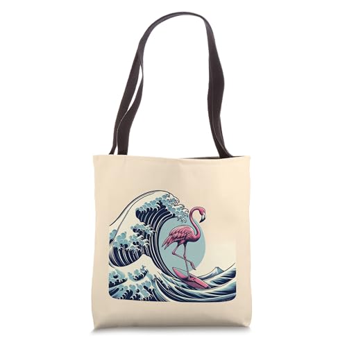 Bolso Tote Ocean and Beach con flamenco y ola miniatura 1