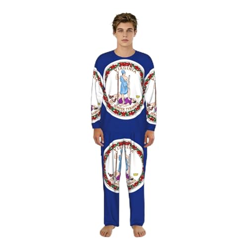 Pyjama homme manches longues imprimé Virginie en tissu premium ultra doux S au 3XL