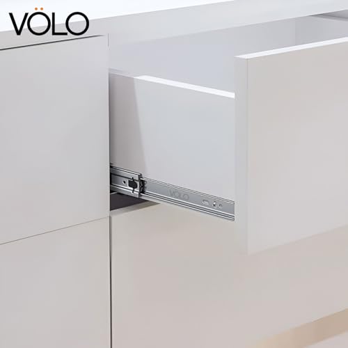 Image of Volo Heavy Duty Drawer Slides, Full Extension Ball Bearing Runners | Pack of 2 Piece | Channels for Kitchen Cabinets, Wardrobes, and Dressers (Mild Steel, 22 Inch)