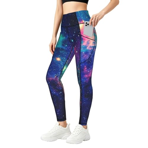 Leggings con estampado de galaxia SABFWF para mujer conjuntos con bolsillos