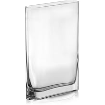CYS EXCEL Glass Book Vase H12" Open7"x2" Round Edge Oval Flower Vase Rectangular Wedding Centerpiece