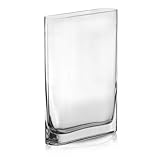 CYS EXCEL Glass Book Vase (H:12' Open:7'x2') Round Edge Oval Flower Vase Rectangular Wedding Centerpiece