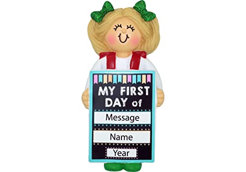 First Day Of School Ornament Personalized 1St First Day Of Kindergarten Sign Ornament 2022 School Girl Ornament, 1St Grade 2Nd Grade 3Rd Grade Christmas Ornament, Back To School Gifts, Pre K Ornament #TOP1