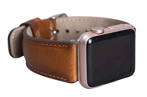 Genuine Leather Burnished Tan Band for Apple Watch Series 1-11 & SE 1-3 & Ultra 1-3