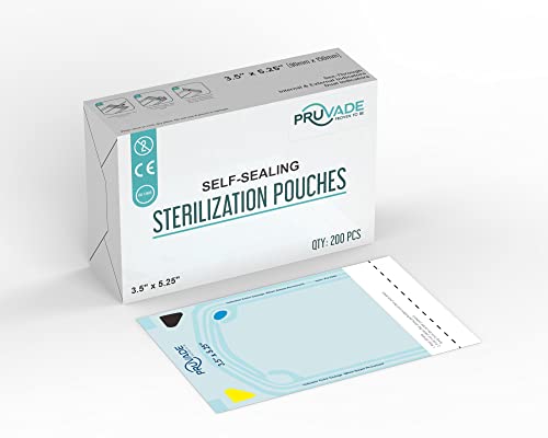 PRUVADE Sterilization Pouches - 200 Pack 3.5” x 5.25” Sterilizer Bags for Dental Offices - Autoclave Self Sealing Sterilization Pouch for Dental Instruments, Nail Techs, Tattoo, Medical Lab-3.5”x5.25”