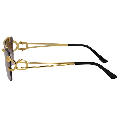 Image of Rimless Sunglasses for Men and women Fashion Square Tinted Shades Frameless Lens Metal Rectangle Glasses UV400