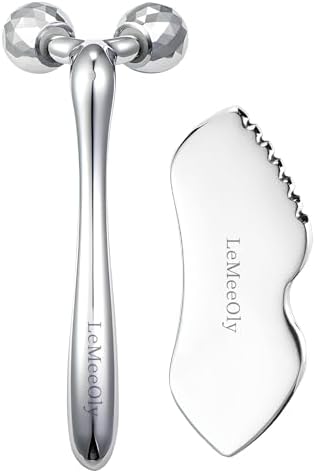Gua Sha Facial Tools Stainless Steel & Face Roller Massager Skin ...