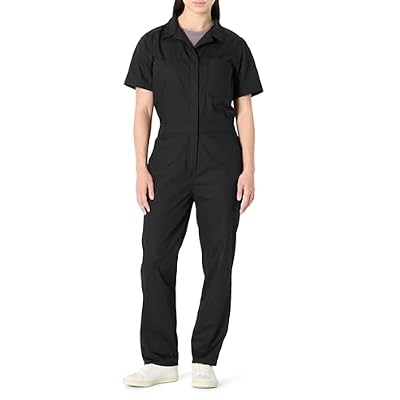 Amazon Basics Women's Regular-Fit Short Sleeve Coveralls, Black, X-Small