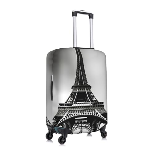 Black Paris Eiffel Tower Print Travel Suitcase Cover Luggage Protector with Elastic Anti Scratch for Carry On2