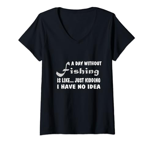 Camiseta Día sin Pesca, diseño de peces en el lago Camiseta Cuello V
