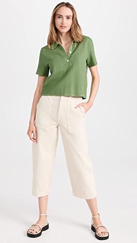 Theory Women's Cropped Polo, Leaf, Green, Xxs-Xs #TOP4