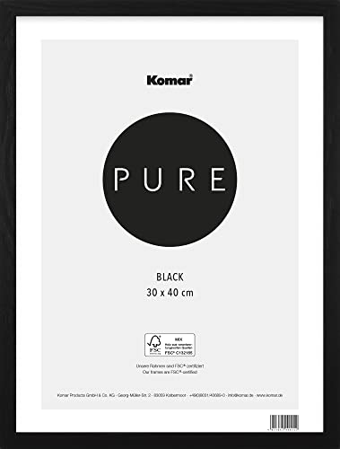 Komar Cadre Photo en Bois, Noir, 30 x 40 cm, avec Verre Acrylique Transparent