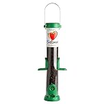 Bird Feeders For Small Birds - Jacobi Jayne® Bird Lovers™ Medium Niger Seed Bird Feeder - Hanging Bird Feeder For Niger Seed - 1 Litre Capacity. Easy Clean Feeder With Quick Release Perches And Base