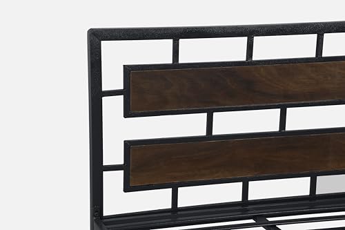 Image of Zeek Metal Extra Single Size Bed Without Storage | Wrought Iron Cot with Headboard & Footboard| Sturdy Powder Coated Platform Bed Extra Single Size Cot for Bedroom (Zeek Black)