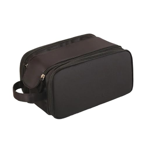 Trousse de toilette de voyage grande capacité noire à 3 couches pour homme et femme