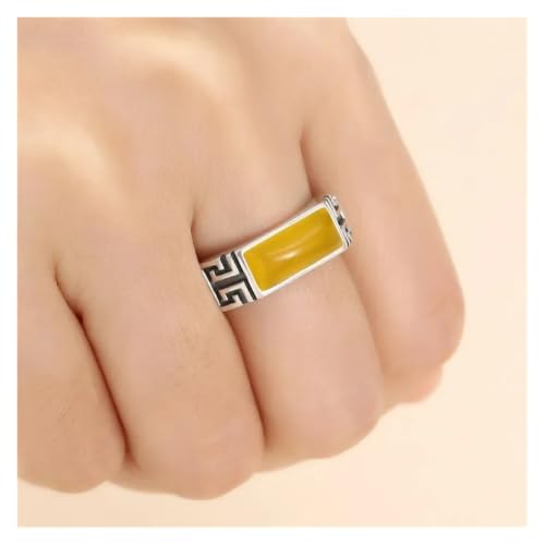 Ajuste de anillo con bisel rectangular regulable de plata de ley 6