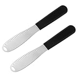 Migliori coltelli da burro 2pz Burro Coltello Spalmatore, 3-in-1 Acciaio Inossidabile Duro Burro Tagliatore con Fori Bordo Seghettato Senza Sforzo Spalmatore per Formaggio Marmellata Cucina Aggeggi con Ergonomico Manico