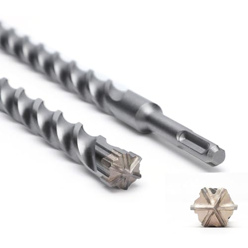 Foret SDS Plus de 18 mm x 260 mm avec 6 lames en carbure de métal dur, foret à béton idéal pour le perçage dans la pierre, la pierre naturelle, le béton, les murs en briques