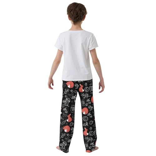 Fox Maple Leaf Boys Long Pants Soft Trousers Elastic Waist Kids Lounge Bottoms with Pockets S-XL3