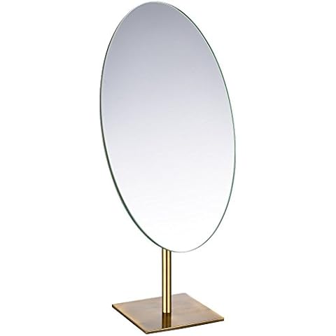 GURUN Large Oval Tabletop Vanity Mirror 7x12 Antique Brass Luxuries Makeup Mirror with Stand for Jeweller's M2017 Cover