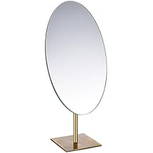 GURUN Large Oval Table Top Vanity Desk Mirror 7"x12" Antique Brass Luxuries Makeup Mirror with Stand, Jewelers Mirror Gifts for Women Mom