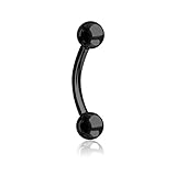 Amelia Fashion 14 Gauge Black Titanium Curved Barbell IP 316L Surgical Stainelss Steel