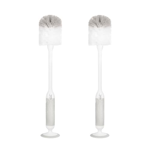 Image of Ubbi Deluxe Baby Bottle Brush Set, Bottle Brush and Nipple Brush with Suction Cup, Baby Cleaning Essentials, Set of 2, Gray