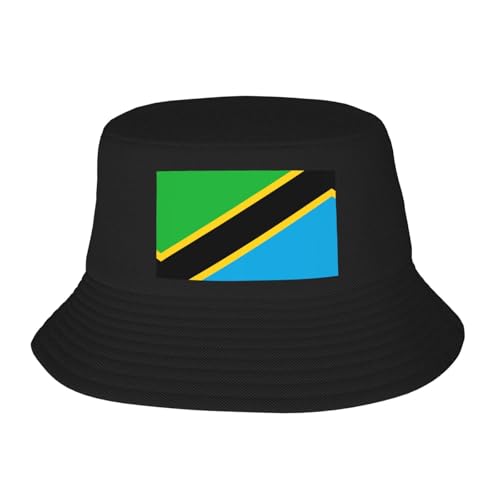 Tanzania Flag Adult Bucket Hat - UV Protection, Suitable for Outdoor Fishing Hiking Beach Vacation Black