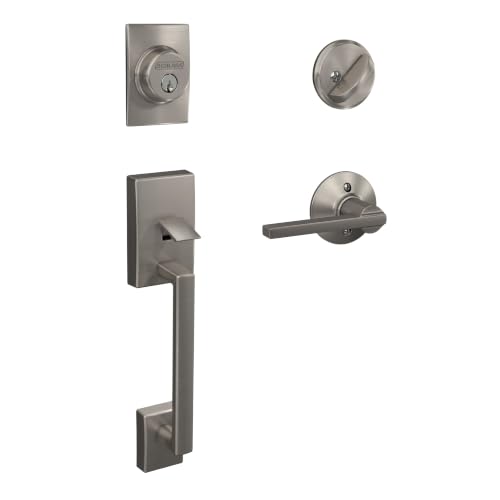 Image of SCHLAGE Front Door Entry Handleset, Latitude Lever, Satin Nickel