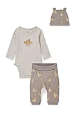 C&A Conjunto de algodón para bebé y niño, corte regular, estampado el rey león, Gris-Marrón, 3 mes