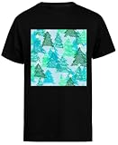 Wintergrüne Weihnachtsbäume Schwarzes Baggy Tee Unisex-T-Shirt in Übergröße
