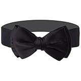 Dorchid Women Stretchy Cinch Bowknot Wide Belt for Girls Lady Solid Color Clip On Black M