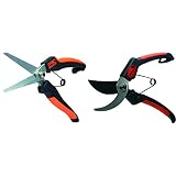 Garten Primus Gartenschere, Stauden- und Kräuterschere, schwarz/orange, 23,1 x 4,5 x 2,1 cm, 01050 & Garten Primus Gartenschere, Rosenschere, Rebschere, schwarz/orange, 20,5 x 6,1 x 2,1 cm, 01030