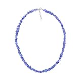 Tansanit Halskette aus 925 Silber Edelmetall facettiert 3-5 mm Schmuck Natürlich Splitter Naturstein Monatsstein Echtschmuck (Herz 925 Silber (Roségold plattiert), 50 + 3 cm)