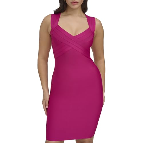 Image of Siena Women's Knit V-Neck Mini Bodycon Bandage Dress