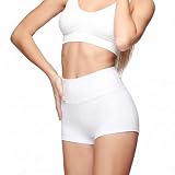 DiULi Pantalón Corto Deportivos Mujer, Short Deportivo de Cintura Alta, Elásticos Cortas Push Up, Antirozaduras Hotpants, Leggins Cortos Mallas Deporte Mujer para Yoga Gimnasio Ciclismo,Talla M-Blanco