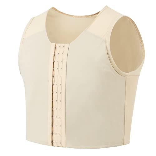 Idtswch Brustbinder für Transgender FTM Binder Trans Tomboy Kompressions BH Tanktop (XXL, Nude) Cover