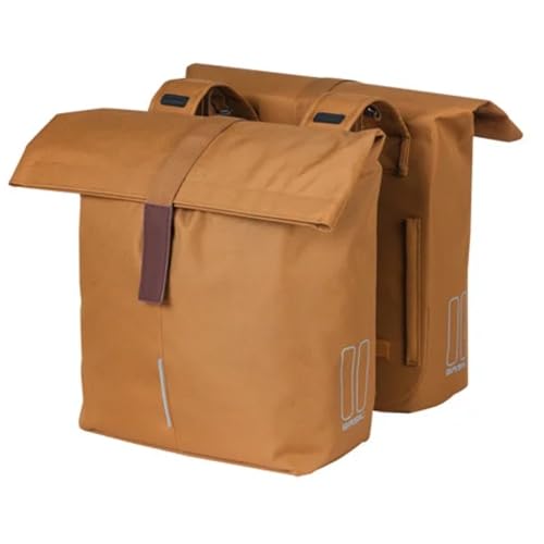 Basil City Doppeltasche MIK – für Gepäckträger hinten – 28–32 Liter – Camel Braun