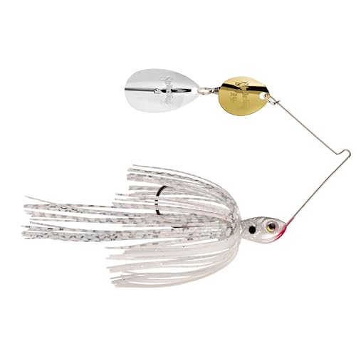Strike King (LMM316CI-204GS) Lil' Mr Money Spinnerbait Colorado Indiana Fishing Lure, 204 - White, 3/16 oz, Large Indiana Blade and Small Colorado Blade